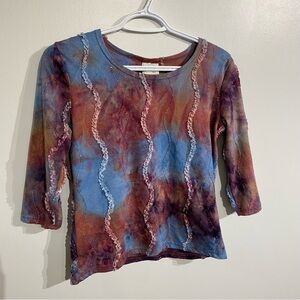 Vintage 725 Originals crop top stretchy tyedye shimmer ruffle made in Canada
